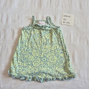 Hanna Andersson girls size 80 or 18-24 months green & blue dress VGUC